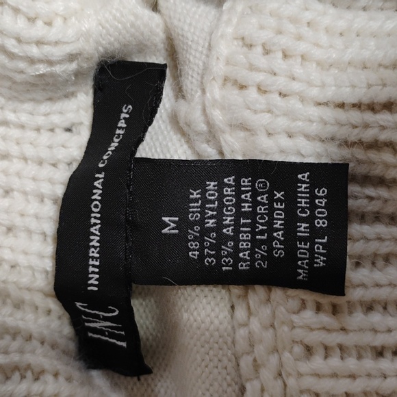 INC International Concepts Cream Big Turtle Neck Silk Sweater - Picture 13 of 14